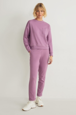 Pantalons C&A Jersey Mince Fit Femme Violette | SG6901253