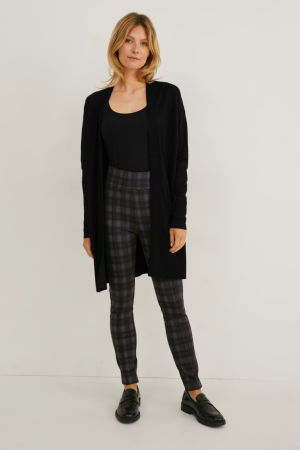 Pantalons C&A Jersey Recycled Check Femme Noir | PK5849367