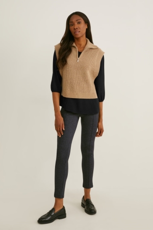 Pantalons C&A Jersey Slim Fit Femme Grise Foncé | JB7921035