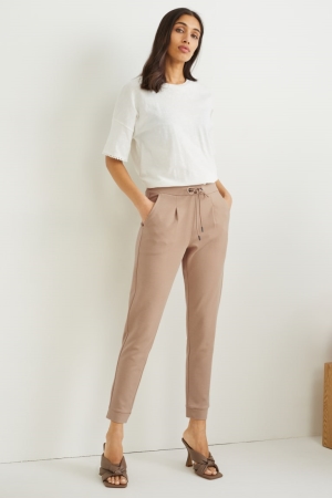 Pantalons C&A Jersey Tapered Fit Femme Beige | UI0864539