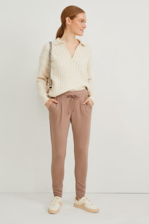 Pantalons C&A Jersey Tapered Fit Femme Havanna | LI2713860