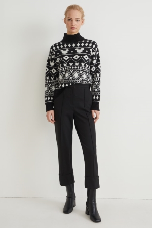 Pantalons C&A Jersey Tapered Fit Lenzing™ Ecovero™ Femme Noir | GQ1976528