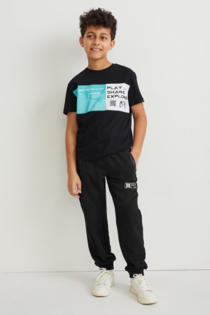 Pantalons C&A Joggers Augmented Reality Motif Garcon Noir | TI3250769