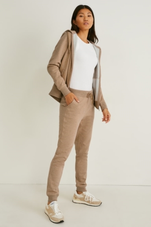 Pantalons C&A Joggers Organic Coton Femme Beige | YJ3576210