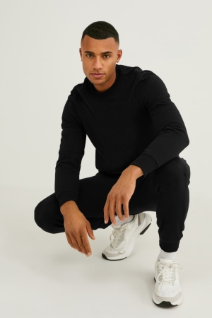 Pantalons C&A Joggers Organic Coton Homme Noir | WU0527914