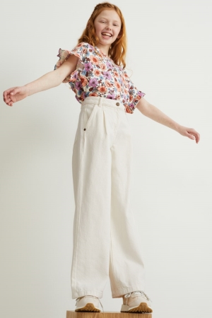 Pantalons C&A Larges Leg Fille Blanche | EI5476108