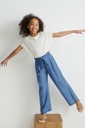 Pantalons C&A Larges Leg Tencel™ Lyocell Fibres Fille Bleu | NY1562498
