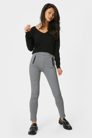 Pantalons C&A Leggings Recycled Check Femme Blanche | VF0365182