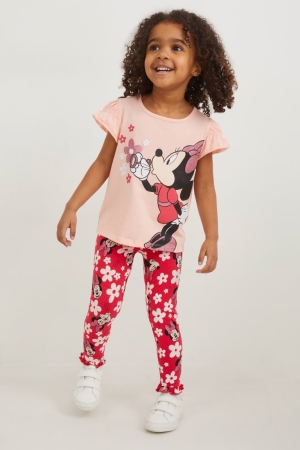 Pantalons C&A Minnie Mouse Leggings Floral Fille Rose | LJ8421659