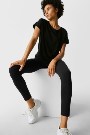 Pantalons C&A Multipack Of 2 Basic Leggings Organic Coton Femme Noir | RL7310249