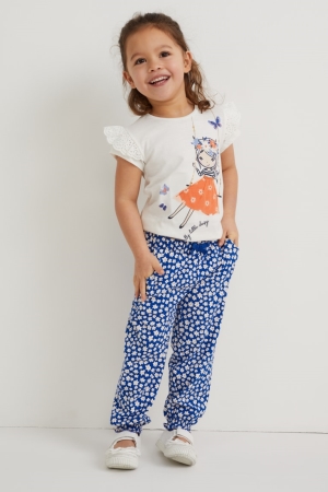 Pantalons C&A Multipack Of 2 Floral Fille Bleu | IL7412683