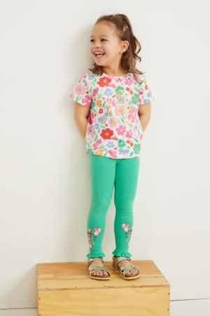 Pantalons C&A Multipack Of 2 Leggings Fille Vert | DI3017289