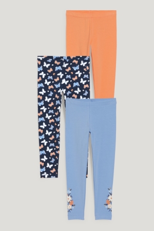 Pantalons C&A Multipack Of 3 Leggings Fille Bleu | QJ8059671