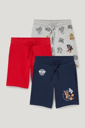 Pantalons C&A Multipack Of 3 Paw Patrol Sweat Bermuda Garcon Grise Clair | VN6843219