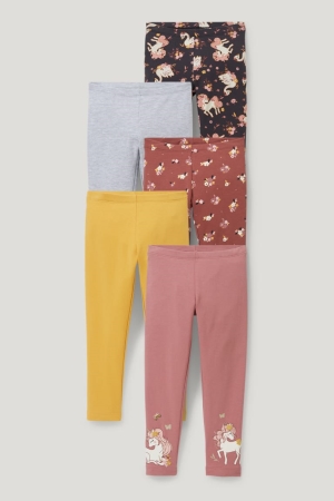 Pantalons C&A Multipack Of 5 Thermal Leggings Fille Corail | UQ5302941