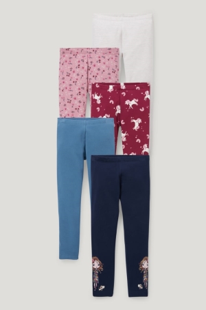 Pantalons C&A Multipack Of 5 Thermal Leggings Fille Bleu Foncé | VW2380657