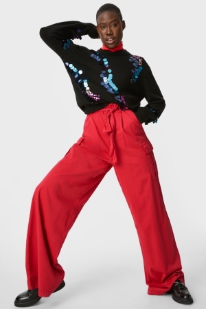 Pantalons C&A Paper Bag Loose Fit Femme Rouge | AG8497062