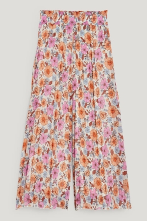 Pantalons C&A Plissé Floral Fille Rose | KR9806425
