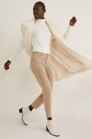 Pantalons C&A Slim Fit Mid-rise Taille 4 Way Stretch Femme Grise Marron | NH1640758