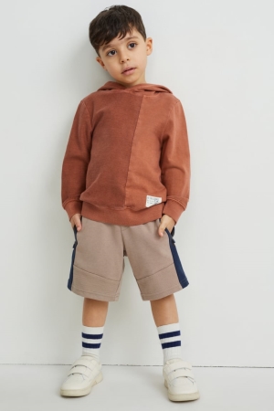Pantalons C&A Sweat Bermuda Garcon Grise Marron | EB9721685