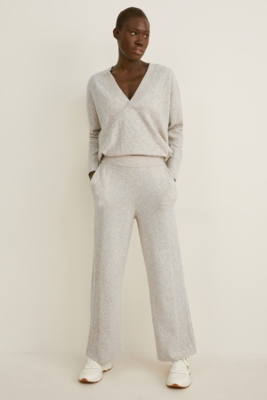 Pantalons C&A Tricoté Femme Beige | NP1587623