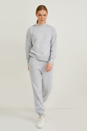 Pantalons C&A Tricoté Femme Grise Clair | UN0857941