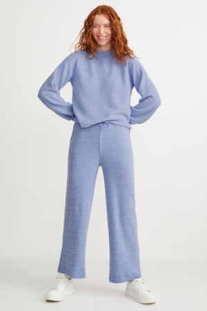 Pantalons C&A Tricoté Regular Fit Femme Bleu Clair | CM2068315