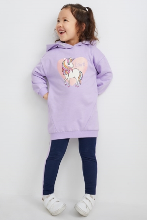Pantalons C&A Unicorn Set With Hood And Leggings Fille Violette Clair | HO4617082