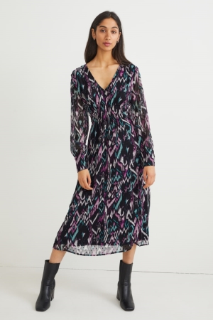 Peignoir C&A Chiffon Patterned Femme Noir | HI9247150