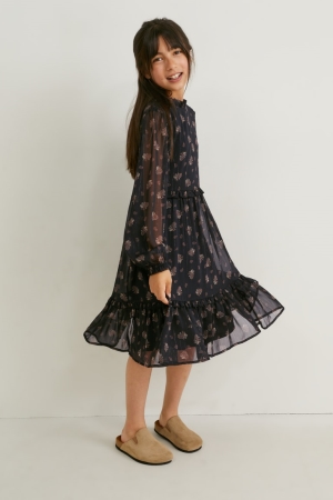 Peignoir C&A Chiffon Patterned Fille Noir | RP2375069