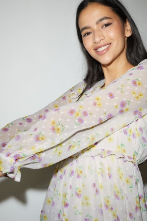 Peignoir C&A Clockhouse Chiffon With Recycled Polyester Femme Blanche | OT2489076
