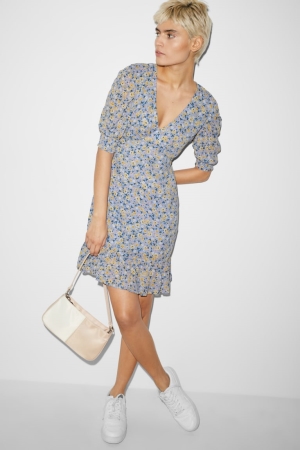 Peignoir C&A Clockhouse Floral Femme Bleu Clair | QV6814379