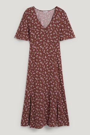 Peignoir C&A Clockhouse Livaeco™ Fibres Floral Femme Marron Foncé | RY0345176