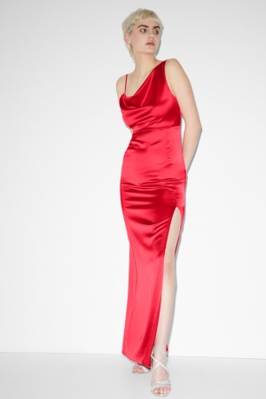Peignoir C&A Clockhouse Satin Partywear Femme Rouge | MG8627103
