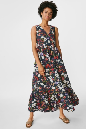 Peignoir C&A Fit & Flare Floral Femme Bleu Foncé | SE9068512