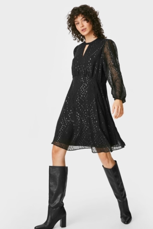 Peignoir C&A Fit & Flare Partywear Recycled Femme Noir | OJ2641539