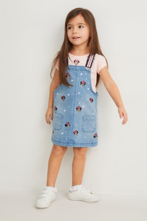 Peignoir C&A Minnie Mouse Set Sleeve And Pinafore 2 Piece Fille Bleu Bleu Clair | XF4539801