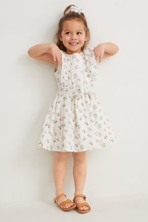 Peignoir C&A Set And Scrunchie 2 Piece Floral Fille Blanche | VP9741856