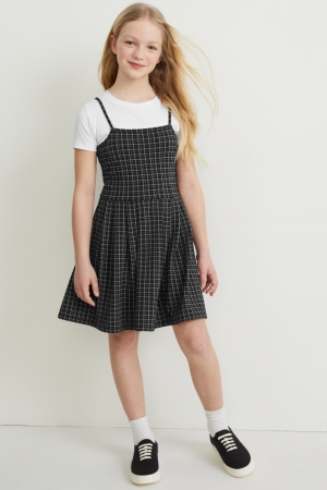 Peignoir C&A Set And Sleeve 2 Piece Fille Blanche Noir | JX2765849