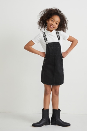 Peignoir C&A Set Denim Pinafore And Sleeve 2 Piece Fille Bleu Grise Foncé | MD2435617
