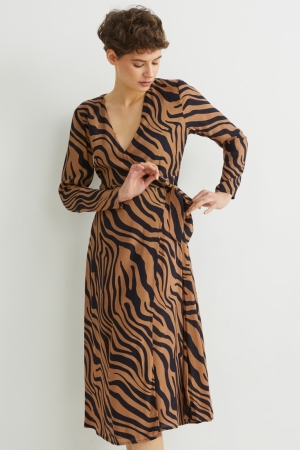 Peignoir C&A Wrap Lenzing™ Ecovero™ Patterned Femme Marron | GU8621457