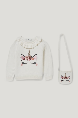 Pulls C&A Unicorn Set And Bag 2 Piece Fille Blanche | GV9653082