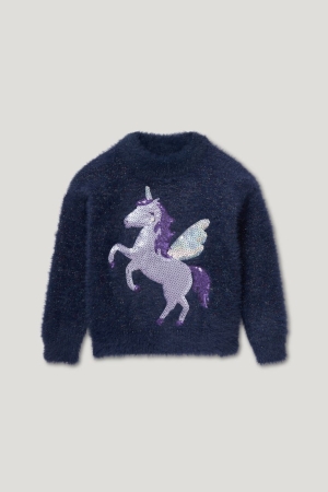 Pulls C&A Unicorn Shiny Fille Bleu Foncé | DP5032416