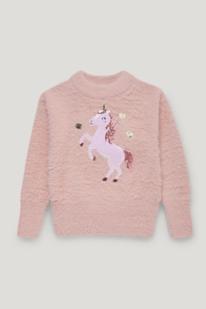 Pulls C&A Unicorn Shiny Fille Rose | RG9523801