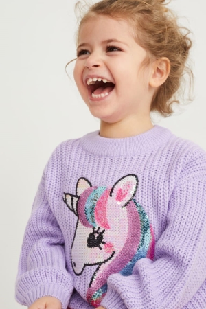 Pulls C&A Unicorn Shiny Fille Violette Clair | GW3152460
