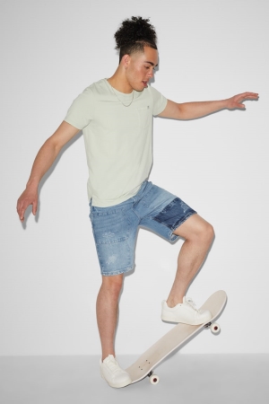 Shorts C&A Clockhouse Denim Recycled Homme Bleu Bleu Clair | NK3061528