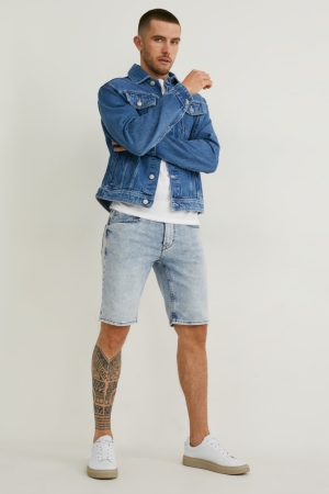 Shorts C&A Denim Flex Jog Denim Homme Bleu Bleu Clair | DX7284593