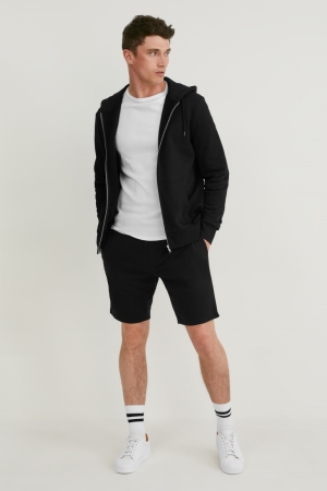 Shorts C&A Multipack Of 2 Sweat Organic Coton Homme Noir | QW3092841