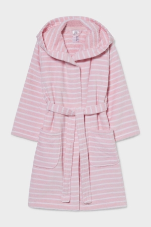 Sous Vêtement C&A Bathrobe With Hood Organic Coton Rayé Fille Rose | MR2794568