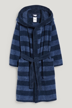 Sous Vêtement C&A Bathrobe With Hood Rayé Garcon Bleu Foncé | IJ6384970